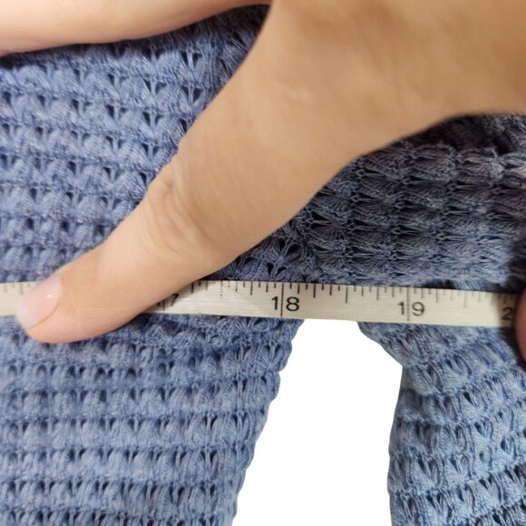 SUNDANCE Sweater Womens XS Blue Thick Stitch Thermal V Neck Top Cabincore - Picture 5 of 9